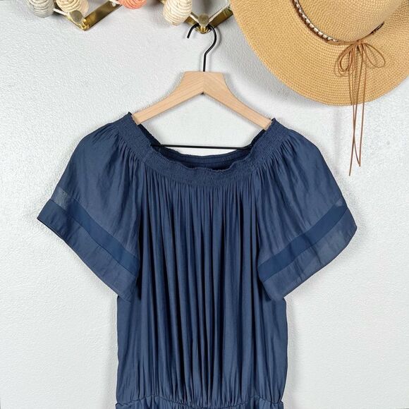 Ramy Brook Off-The-Shoulder Jessica Navy Blue Mini Dress Size Small - Picture 3 of 8